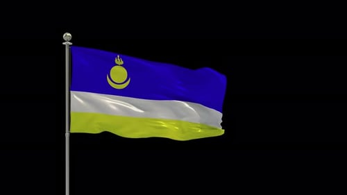 Buryatia Republic Flag Waving 3D Animation