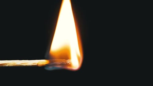 Macro Shot of a Match Igniting and Burning