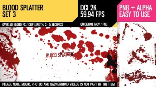 Animated Blood Splatter Transitions and Grunge Elements