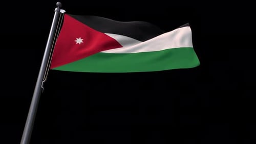Flag of Jordan Waving on Black Background