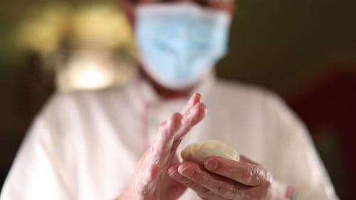 Chef Manipulating Dough Close Up