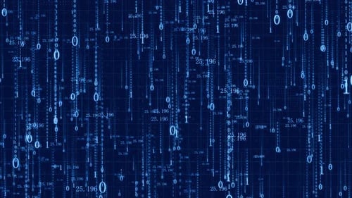 Flux de données binaires informatiques, arrière-plan de la grille de pluie numérique