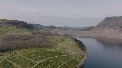 Beautiful aerial view of lakes and mountain valleys in Norway in summer