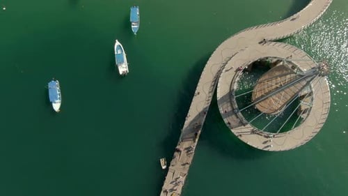 Pier At Los Muertos Beach, Puerto Vallarta, Jalisco, Mexico - aerial top down