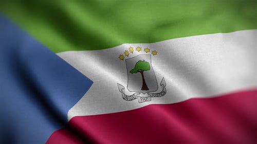 Equatorial Guinea Flag Waving with Realistic Fabric Texture