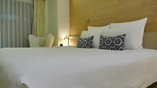 Pillow on bed decoration interior of bedroom