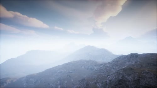 Volcano Crater Landscape with Fog
