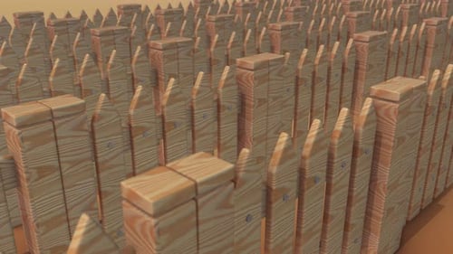 Multiple Isolated Wooden Fences In A Row 4k