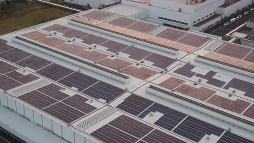 Solar power station on factory rooftop