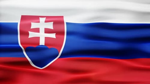 Slovakia National Flag Waving in Realistic Slow Motion