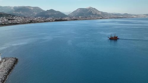 Pirate Harbor aerial view Turkey Alanya 4 K