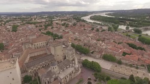 Aerial View of Avignon and the Popes Palace, France