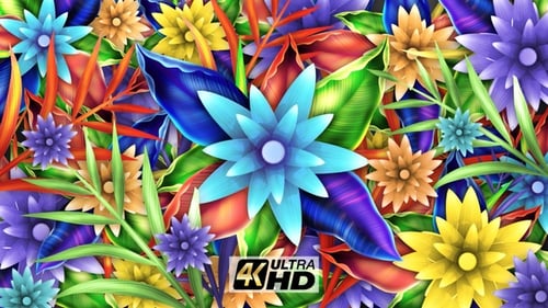 Vibrant Tropical Floral Background Seamless Loop Animation