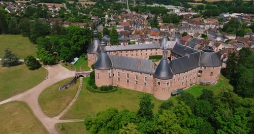 Aerial Drone Shot Tracking Around the Stunning Castle in France