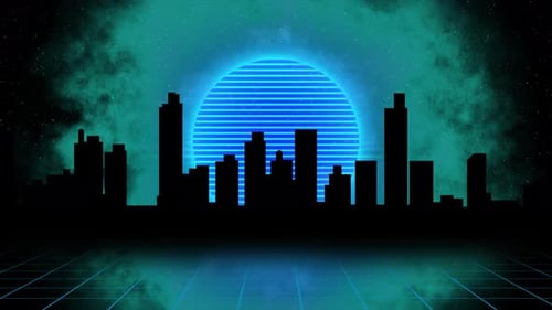 Abstract Sunny Retro City Color Navy Blue