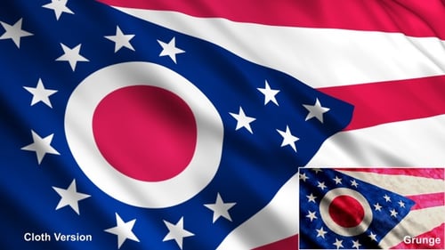Waving Ohio State Flag Animation Clean and Grunge Versions