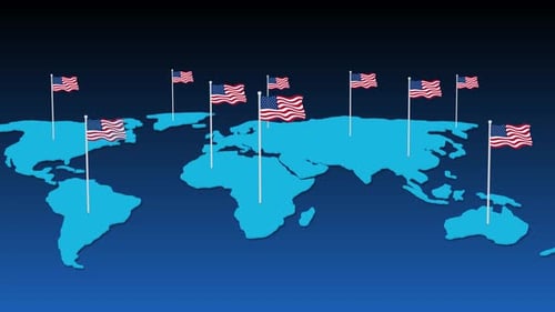 Usa Flag Fly animiert auf Planet Erde Karte