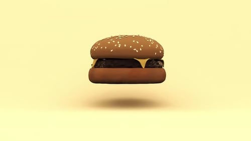 Animated 3D Hamburger Bouncing With Cheese