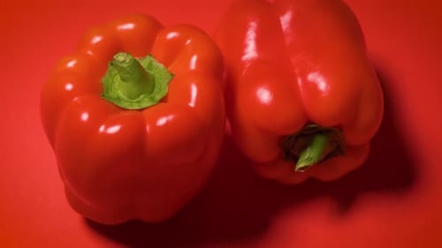 Red Bell Peppers Close Up Food Footage
