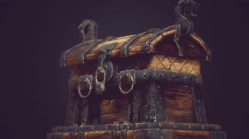 Ornate Wooden Treasure Chest with Metal Details Animation