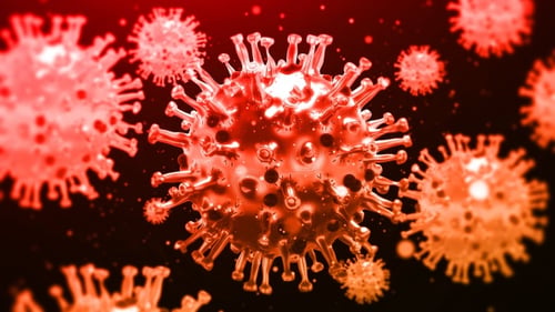 Animated Red Virus Cells in Medical Science Background