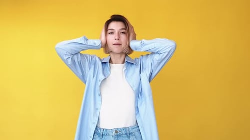 Boring Talk Fun Girl Covering Ears Bla Gif Loop