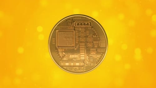 Golden Bitcoin Coin Spinning 3D Loop Animation