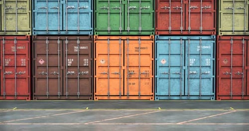 Smooth Camera Pan Across Colorful Shipping Containers