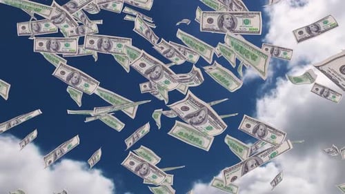 Falling One Hundred Dollar Bills Animation