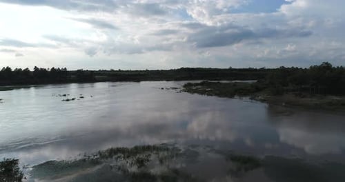 Aerial view the countryside dam of Thailand.
