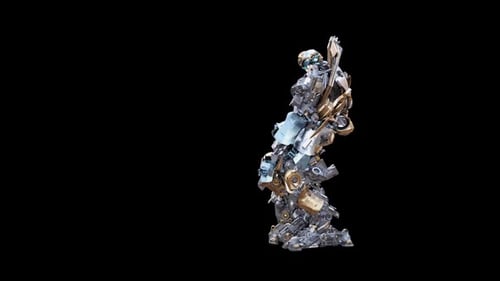 Metallic Robot Sci-Fi Transformation 3D Animation