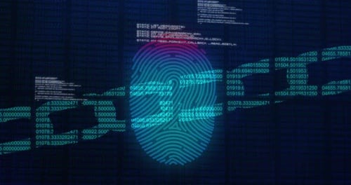 Fingerprint Scan on a Glowing Digital Screen