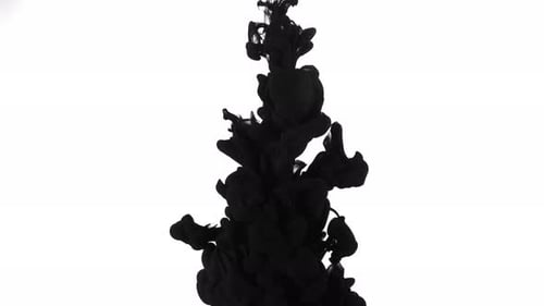 Black Ink Dissolving Slowly on White Background