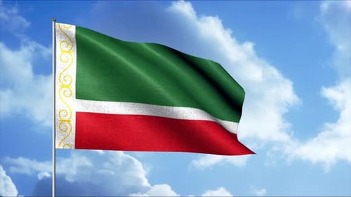 Realistic Waving Flag Animation on Blue Sky Background