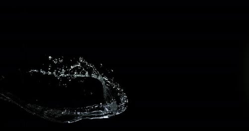 Water Splash Against Black Background in Slow Motion