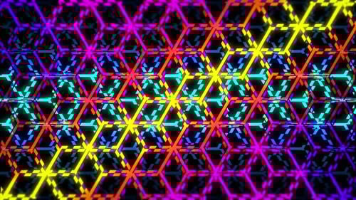 Seamless Neon Geometric Hexagonal Pattern Loop Background