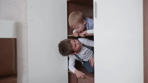 Stay at Home, Attractive Friendly Children Have Fun Playing at Home Exciting Games That Develop