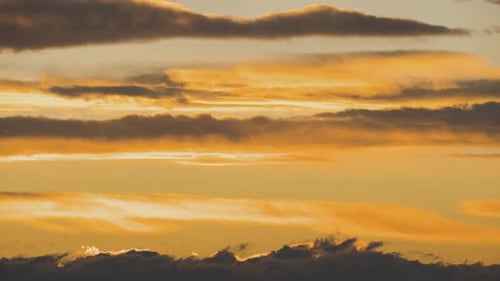 Orange Sunset Sky with Moving Clouds Time Lapse