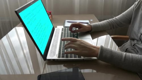 Source code on the monitor screen.