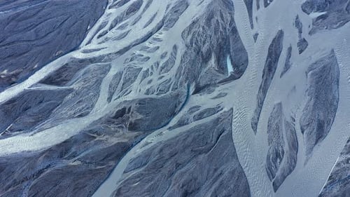 Aerial View of Patterns of Glacier Rivers of Iceland