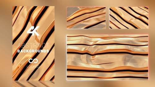 Abstract Fluid Golden Wavy Lines Background Loop
