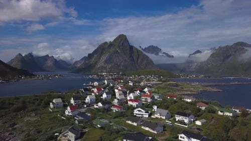 Aerial View of Reine on Lofoten Islands in Norway