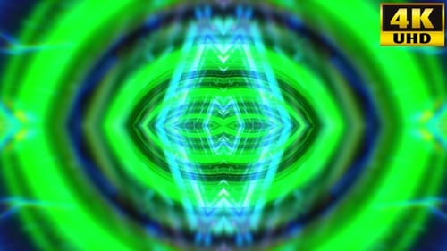Hypnotic Green Blue Geometric Light Kaleidoscope Background
