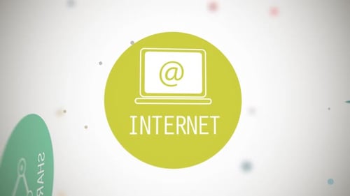 Typography and icon animation presents different areas of human activity.