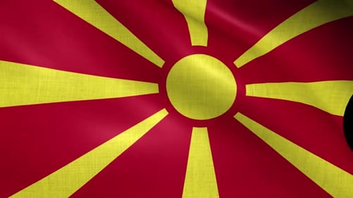 Realistic Waving Flag of North Macedonia