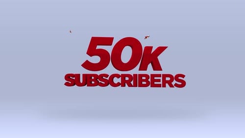 YouTube 50K Subscribers 3D Text Reveal