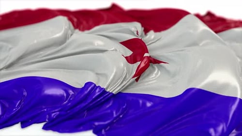 Waving Fabric Flag with Red White and Blue Stripes and Star