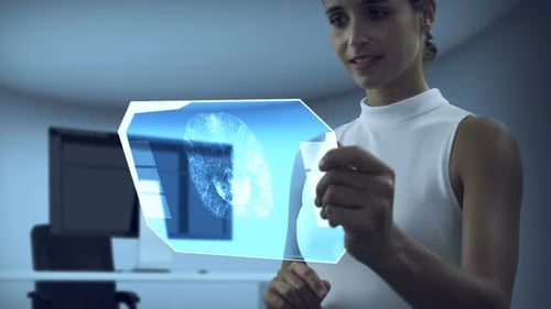 Woman using digital screen