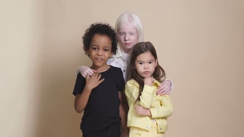 Diverse Children Standing Together Smiling Portrait