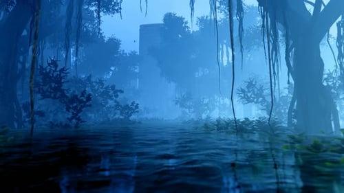 Fog And Jungle In A Ruined City